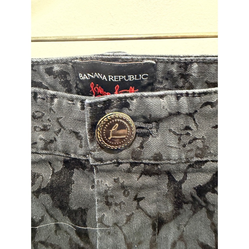 Banana Republic Womens Skinny Pants Flocked Velvet Damask Black 26P - Picture 3 of 9